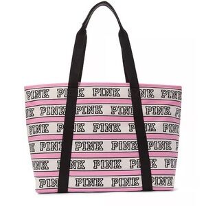 PINK Victoria's Secret Pink and Black logo  Canvas Tote